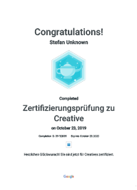 Stefan Haas - Google Creative Zertifikat