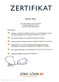 Stefan Haas - Jörg Löhr Vertrieb Zertifikat